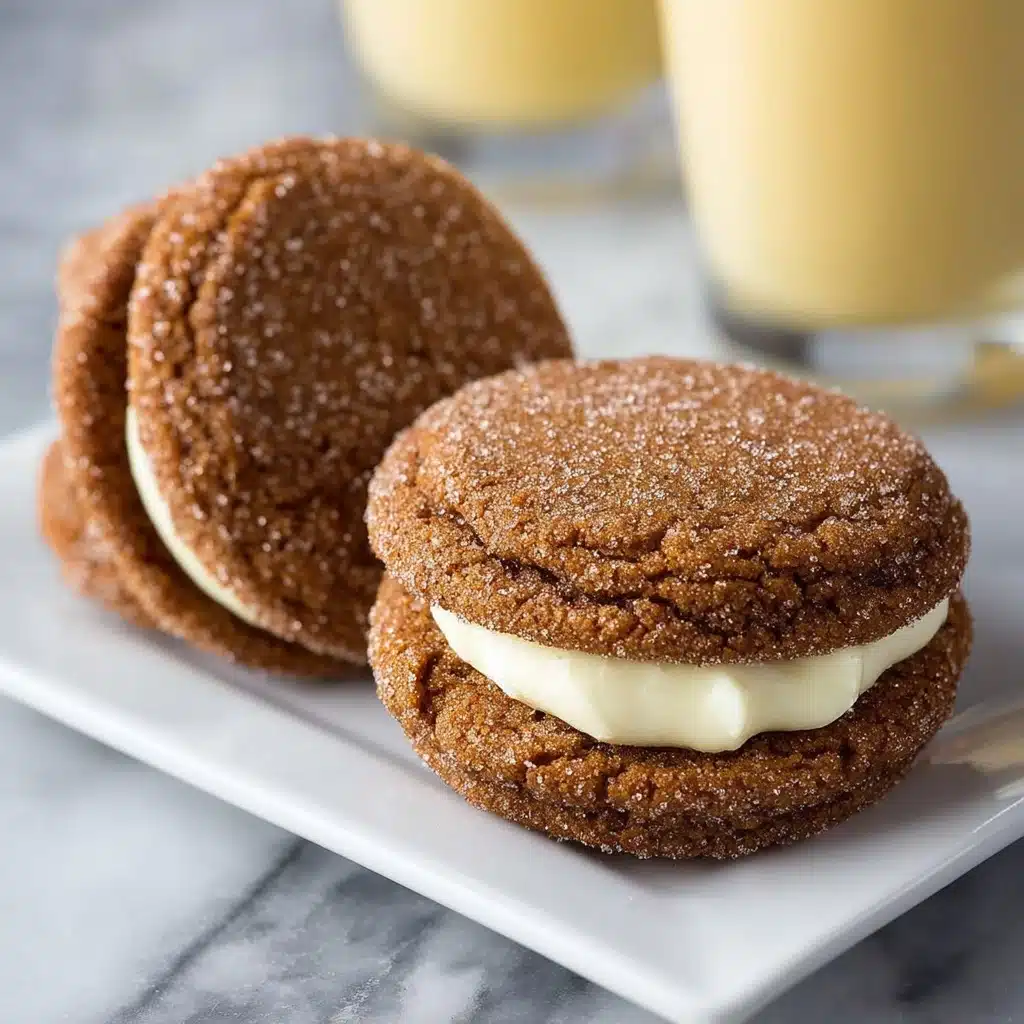 Ginger Molasses Sandwich Cookies with Eggnog Frosting Recipe - Recipe Image