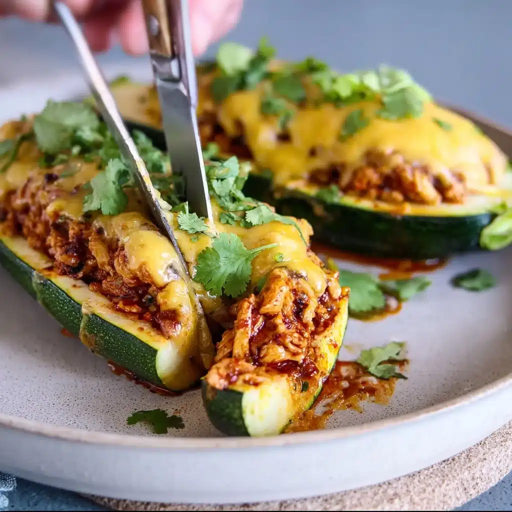 Sticky BBQ Chicken Zucchini Boats Recipe - Recipe Image