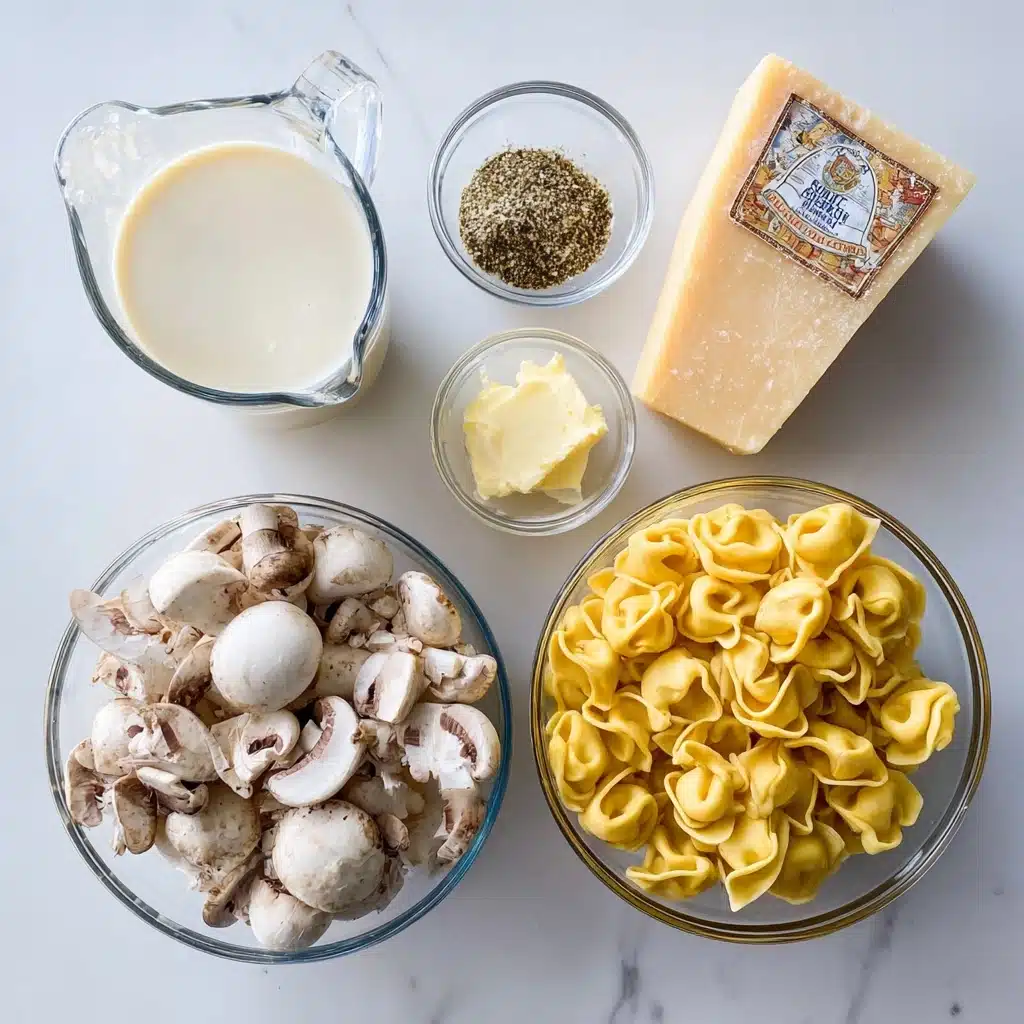 Creamy Tortellini with Spinach and Mushrooms Recipe - Recipe Image