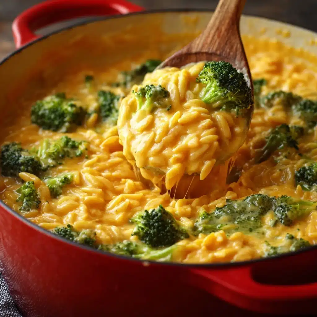 Creamy One-Pot Broccoli Cheddar Orzo Recipe - Recipe Image