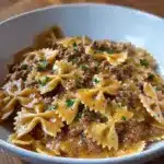 Creamy Parmesan Garlic Beef Bowtie Pasta Recipe
