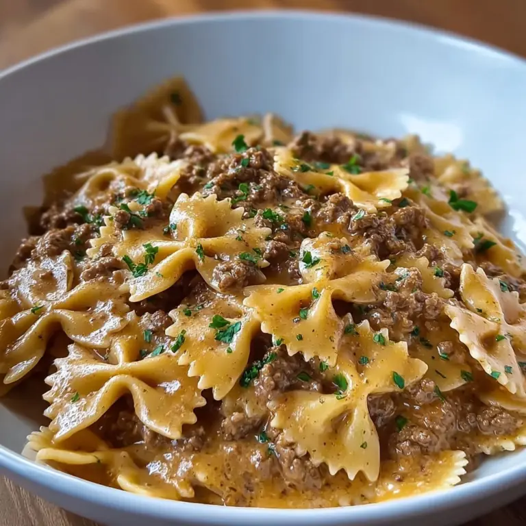 Creamy Parmesan Garlic Beef Bowtie Pasta Recipe