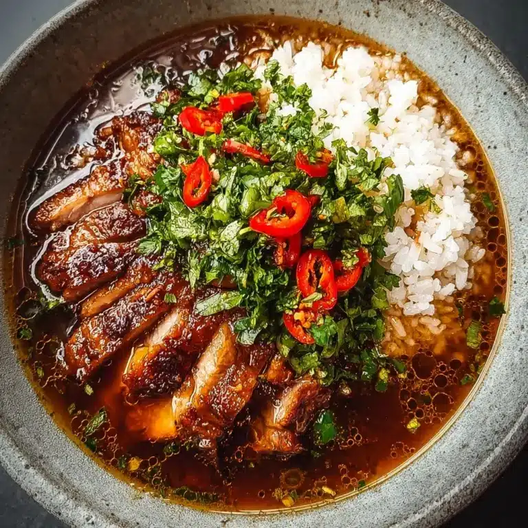 Caramelised Soy Chicken in Garlic Ginger Broth with Rice Recipe