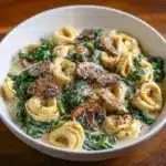 Creamy Tortellini with Spinach and Mushrooms Recipe
