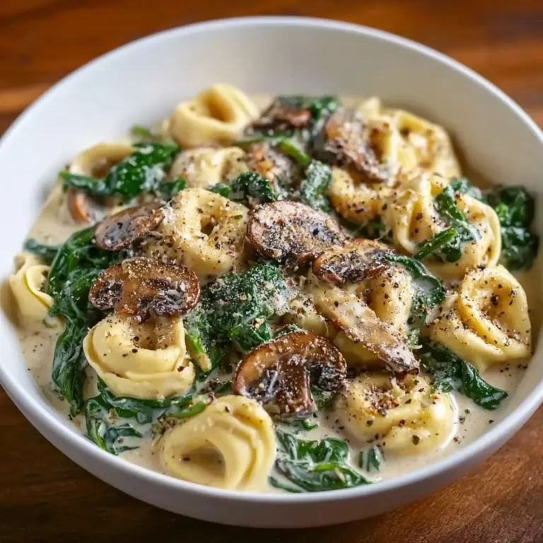 Creamy Tortellini with Spinach and Mushrooms Recipe