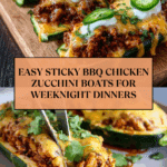 Sticky BBQ Chicken Zucchini Boats Recipe
