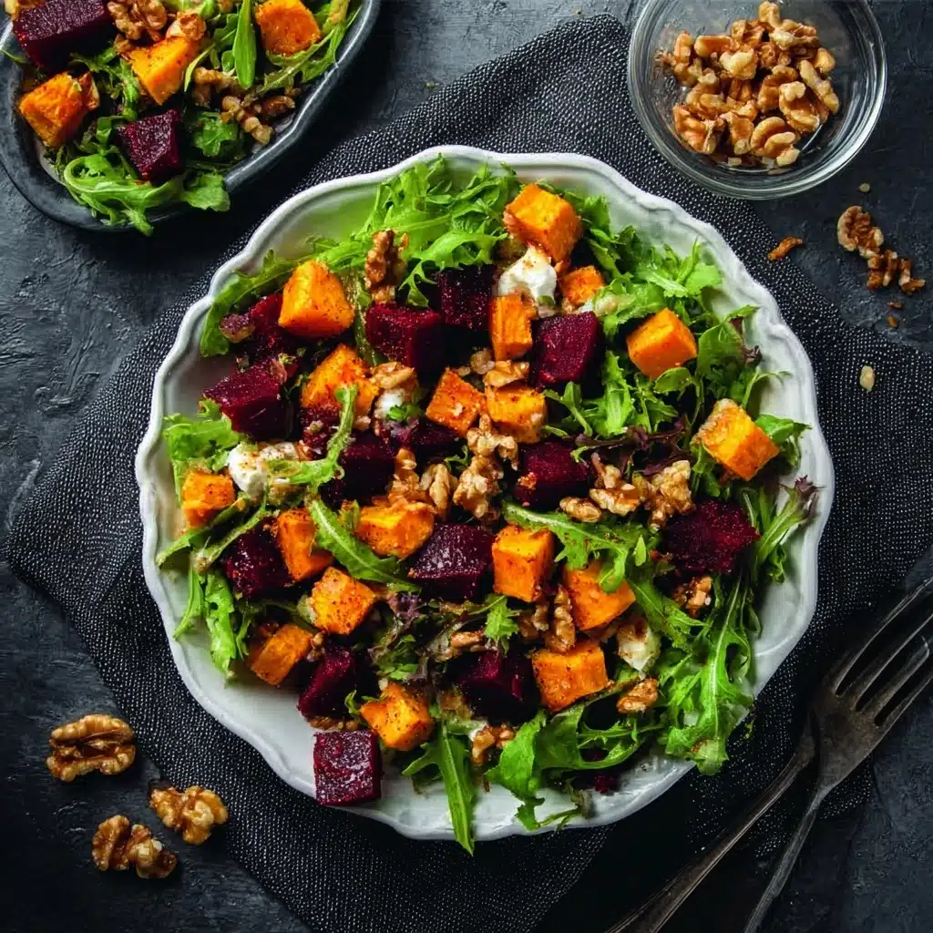 Creamy Roasted Beet, Sweet Potato, and Feta Salad Recipe - Recipe Image