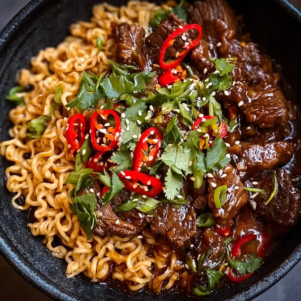 Slow-cooker Sticky Chilli Beef Noodles Recipe - Recipe Image