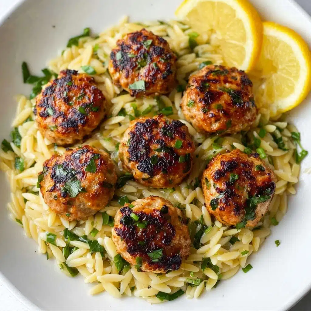 Greek Chicken Meatballs with Lemon Orzo Recipe - Recipe Image