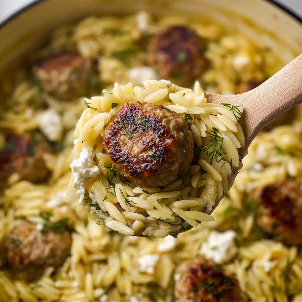 Greek Chicken Meatballs with Lemon Orzo Recipe - Recipe Image