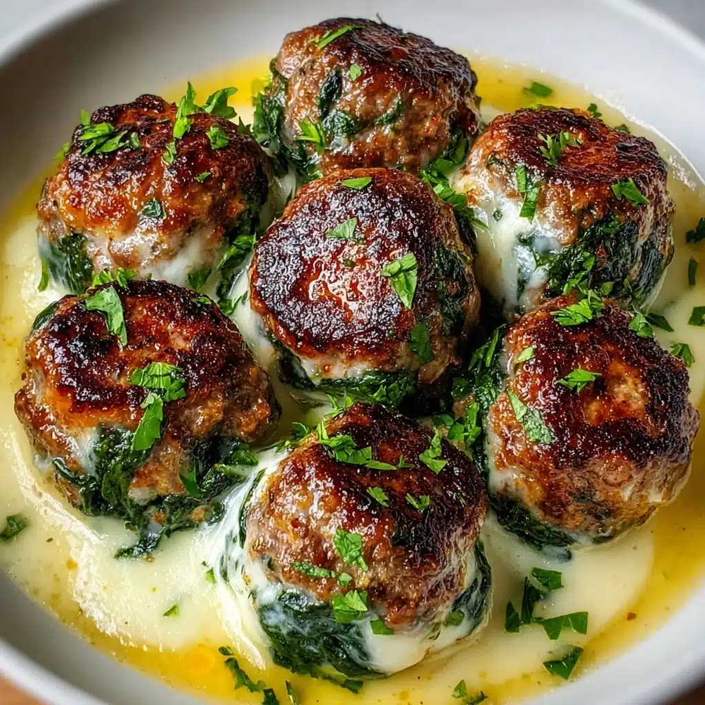 Spinach Garlic Meatballs Stuffed with Mozzarella Recipe - Recipe Image