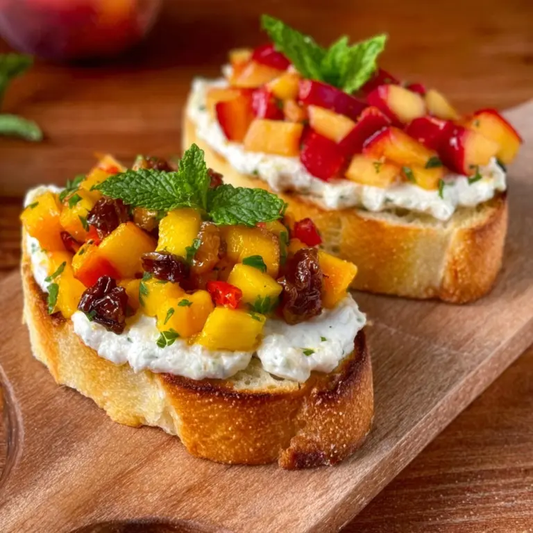 Peach Bruschetta with Goat Cheese and Honey Recipe