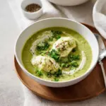 Vegan creamy broccoli soup and semolina dumplings Recipe
