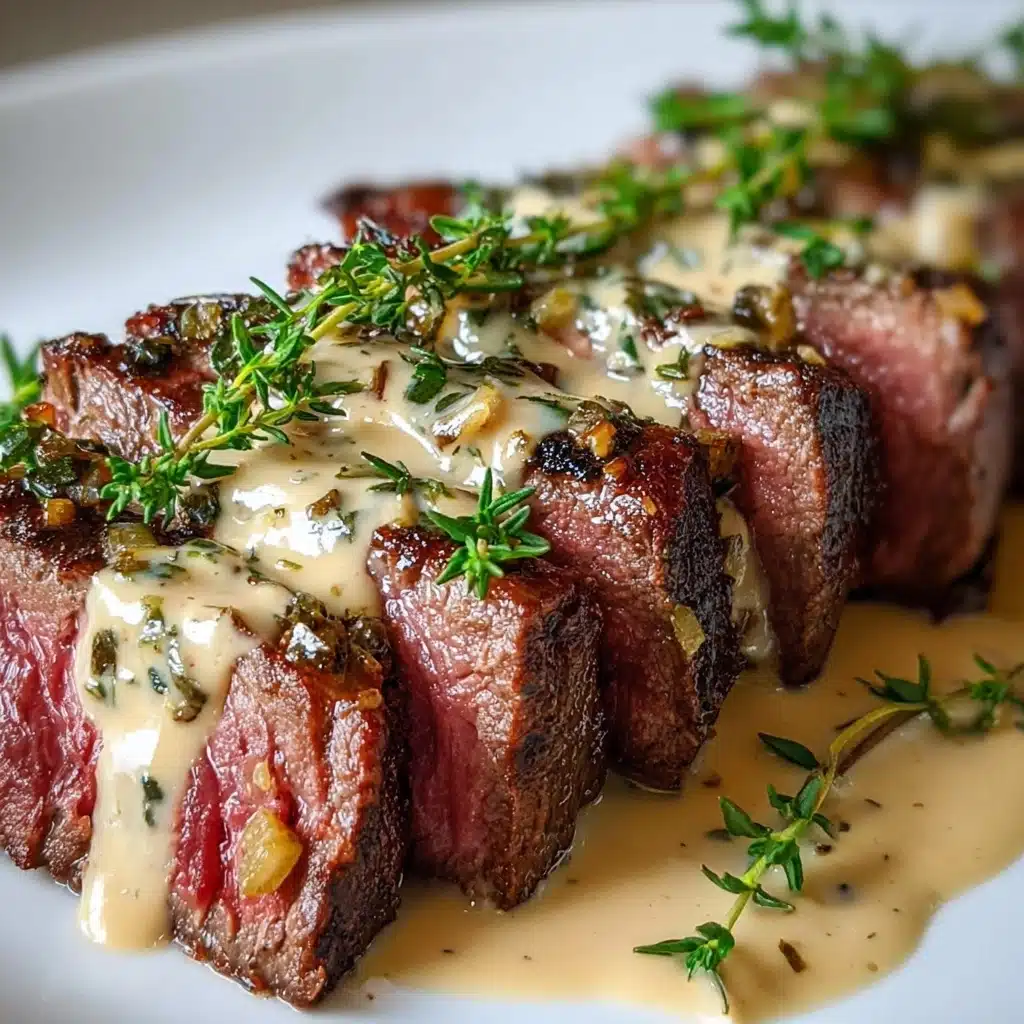 Cast Iron Bavette Steak with Whiskey Garlic Cream Sauce Recipe