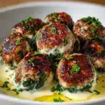 Spinach Garlic Meatballs Stuffed with Mozzarella Recipe