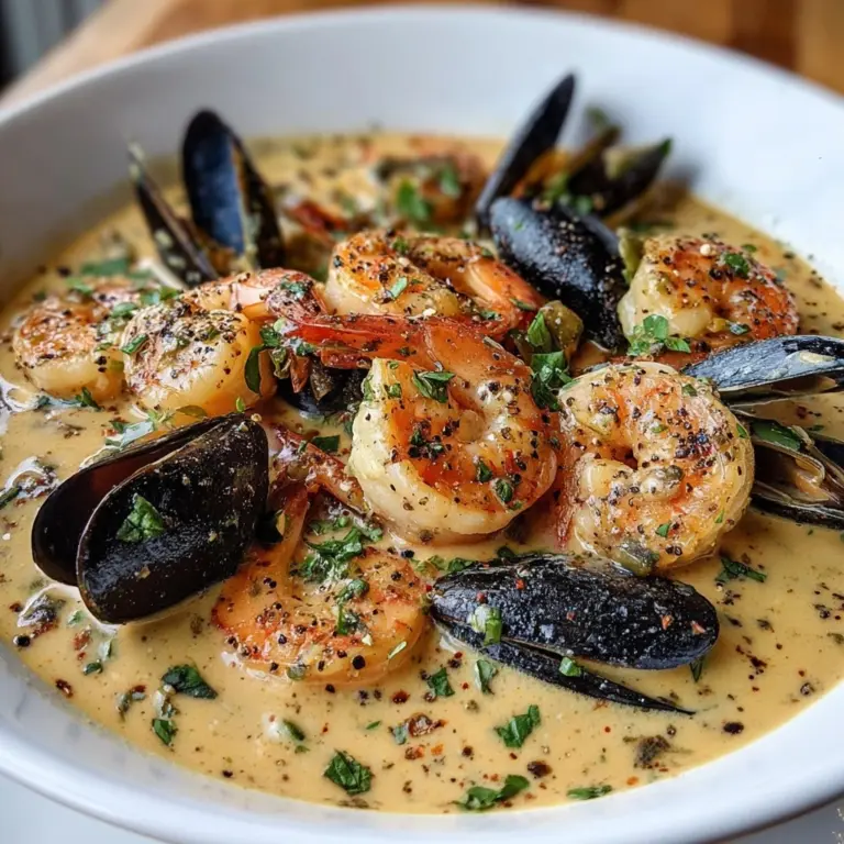 Shrimp and Mussels in Creamy Garlic Sauce Recipe