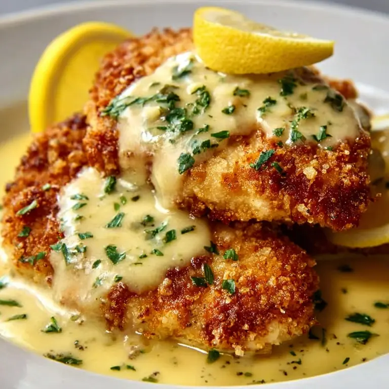 Lemon Pecorino Crusted Chicken with Creamy Lemon Sauce