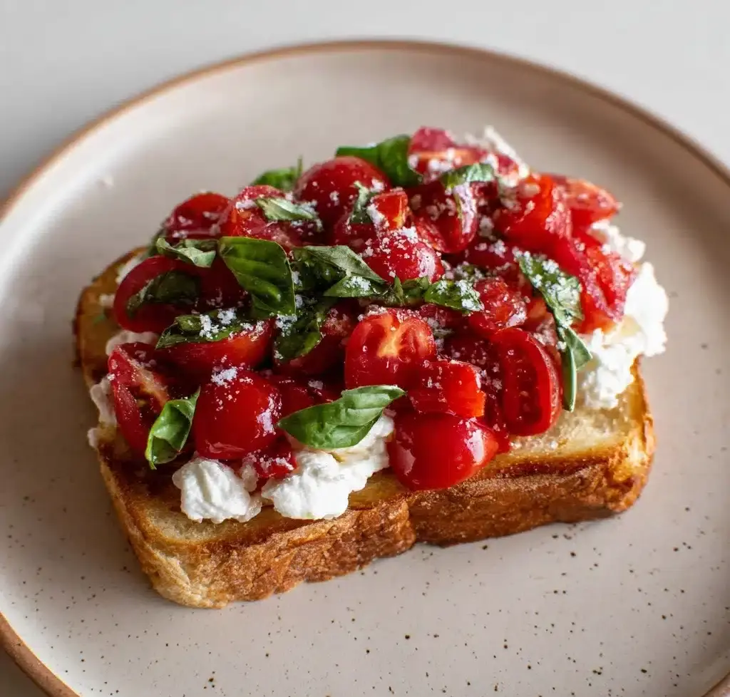 Bruschetta-style tomato mozzarella toast Recipe