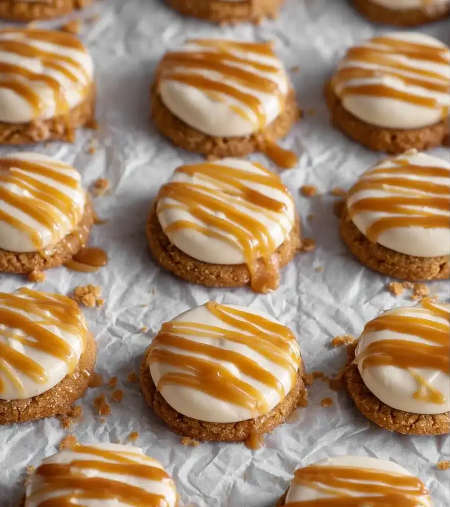 Copycat Crumbl Salted Caramel Cheesecake Cookies Recipe