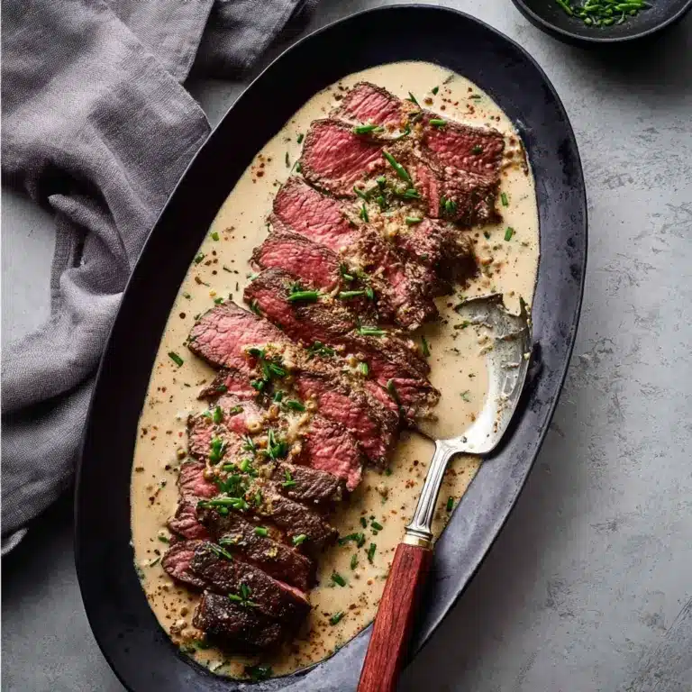 Cast Iron Bavette Steak with Whiskey Garlic Cream Sauce Recipe