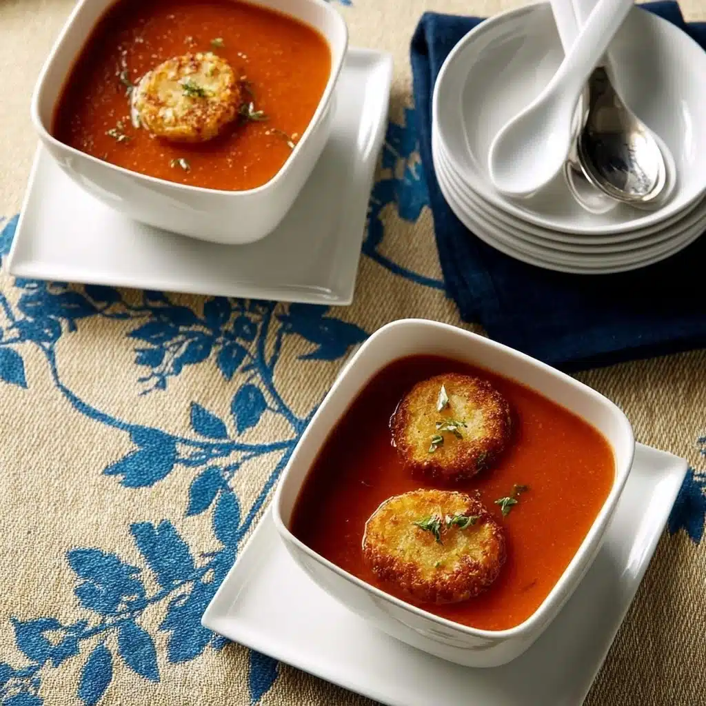 Tomato Soup with Cheese Dumplings Recipe - Recipe Image