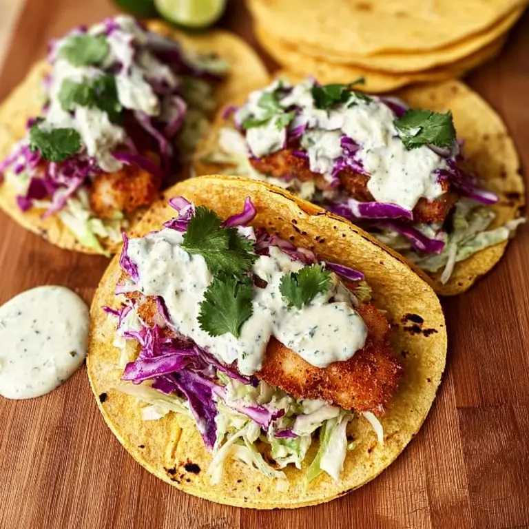 Wild Alaskan Halibut Tacos with Cilantro Lime Sauce Recipe