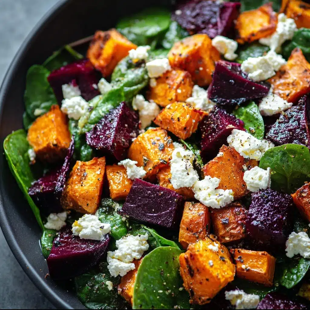 Creamy Roasted Beet, Sweet Potato, and Feta Salad Recipe - Recipe Image