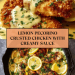 Lemon Pecorino Crusted Chicken with Creamy Lemon Sauce