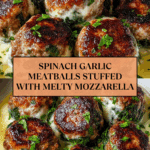 Spinach Garlic Meatballs Stuffed with Mozzarella Recipe