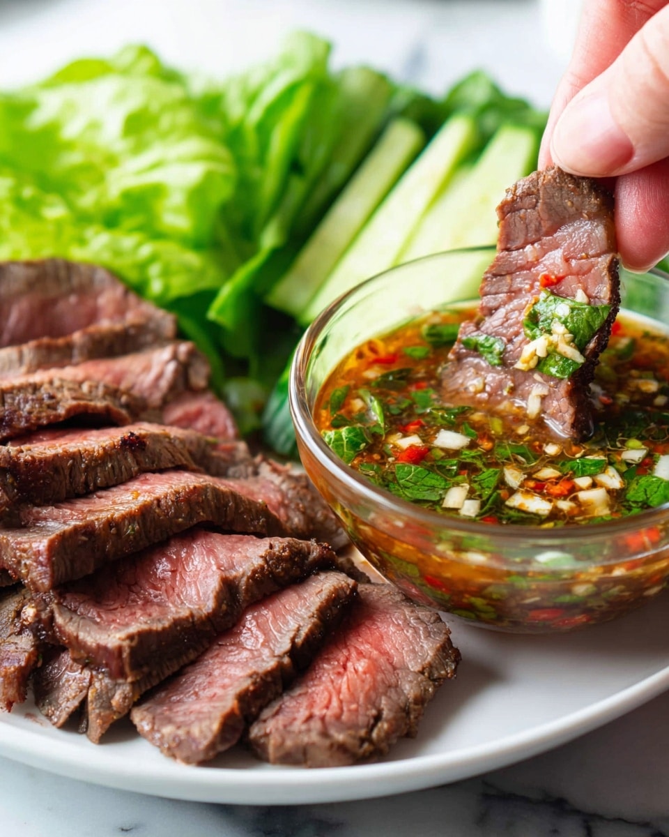 A bowl of spicy sauce is shown with two visible layers: the bottom layer is a dark, red-brown liquid filled with chili flakes, and the top layer is a mix of bright green chopped herbs and small red chili pieces spread evenly across the surface. The bowl is white with a thin golden rim. The scene is set on a white marbled texture with some dried red chilies placed around the bowl and fresh green herb sprigs scattered beside it. A white and blue striped cloth is visible in the upper part of the image. photo taken with an iphone --ar 4:5 --v 7