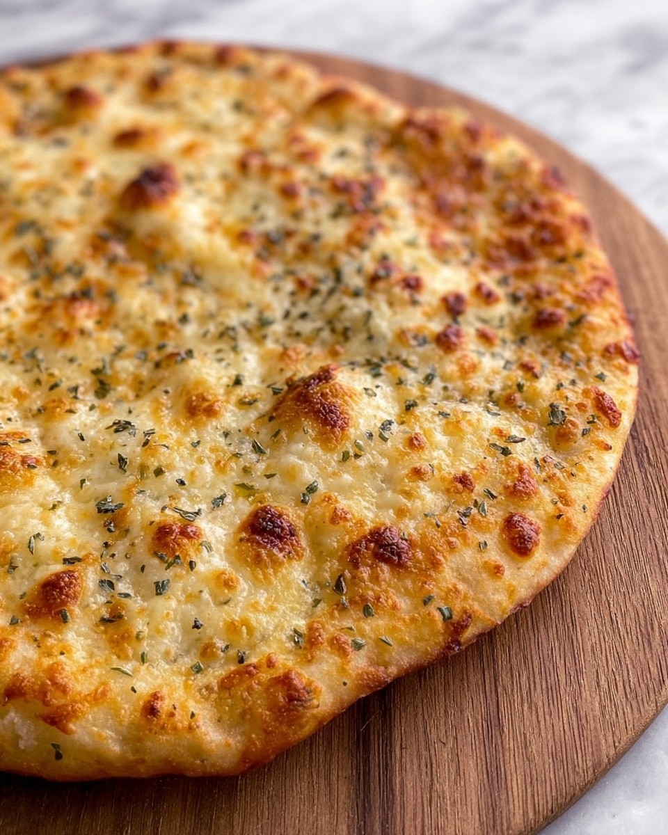 A round pizza cut into six slices with a golden-brown crust. The top layer is covered in melted cheese that is bubbly and slightly browned in spots. The pizza rests on a wooden board, with some grated cheese scattered nearby. A woman's hand is holding one slice, lifting it slightly from the board. In the background, there is a red and white checkered cloth. The surface beneath everything is white marbled texture. photo taken with an iphone --ar 4:5 --v 7