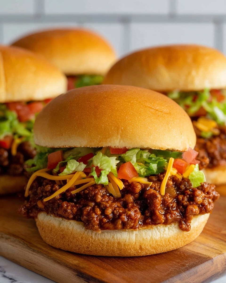 A close-up view of a sandwich held by a woman's hand, featuring a soft, shiny brown bun on top. Inside, the first layer is a mix of cooked minced meat with small bits of green herbs and diced red tomatoes, giving a textured and colorful base. Above the meat mixture, bright yellow shredded cheese is spread, adding a crumbly texture. The top layer consists of a generous spread of chunky light green guacamole. The sandwich is shown against a white marbled background, emphasizing the vivid colors and textures of the food. Photo taken with an iphone --ar 4:5 --v 7