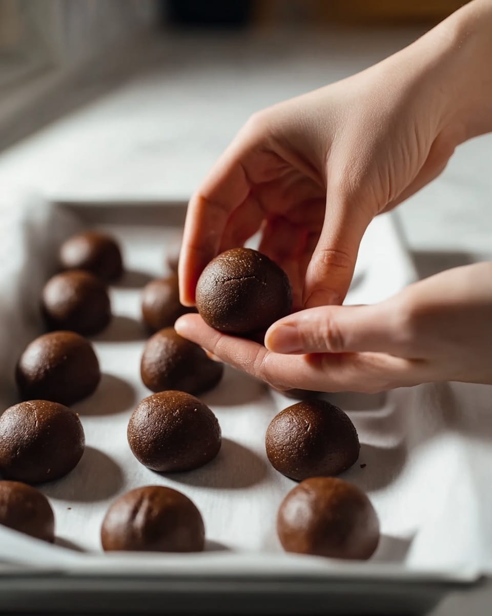 A white plate holds a pile of nine round chocolate cake balls stacked together, each ball showing a soft, crumbly texture inside where a bite is taken from six of them. They are all covered with a smooth, shiny layer of thick milk chocolate glaze that drips slightly down the sides, giving a glossy finish. The cake balls are dark brown, contrasting with the lighter brown of the chocolate glaze, and the image is focused closely to show the moist details of the cake and the creamy glaze against the clean white plate and subtle white marbled surface in the background. photo taken with an iphone --ar 4:5 --v 7