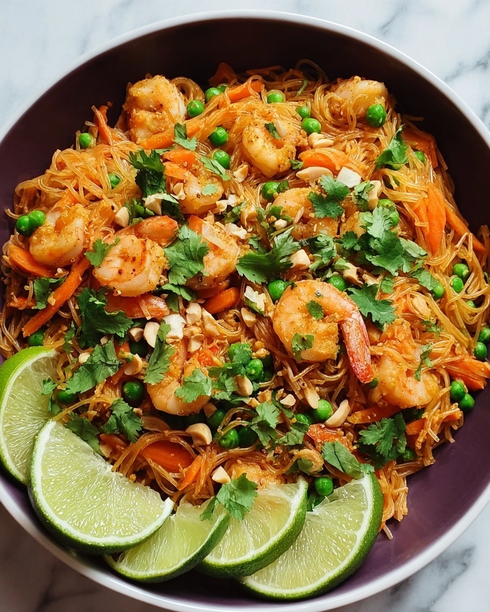 A white round pot filled with a colorful stir-fry showing shredded orange and yellow vegetables, sliced red peppers, and pieces of light brown cooked chicken mixed with chopped green herbs and nuts sprinkled on top. A silver pair of tongs rests inside the pot, and a half lime sits near the edge. In the background, there is a bunch of fresh green cilantro on a white marbled surface and a textured white cloth at the bottom right corner. photo taken with an iphone --ar 4:5 --v 7