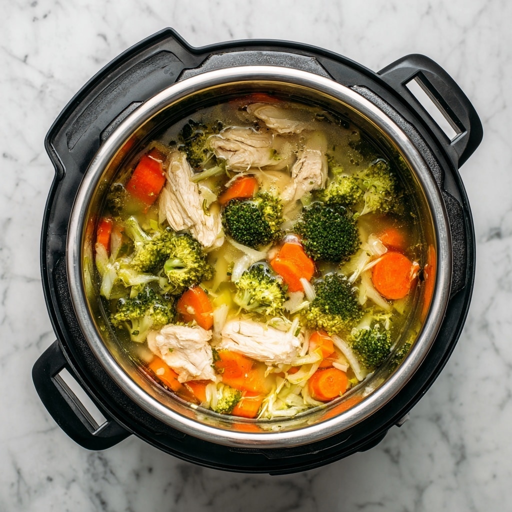A top view shows three bowls of creamy soup placed on a white marbled surface. Each bowl is white with a grayish rim, filled with thick, pale yellow soup mixed with pieces of green broccoli and small orange carrot shreds, giving texture and color contrast throughout the soup. One bowl in the center has a silver spoon resting inside it. Pieces of torn golden brown bread lie next to the bottom bowl near a folded beige cloth napkin, and a clear glass of water is visible near the top right bowl. photo taken with an iphone --ar 4:5 --v 7