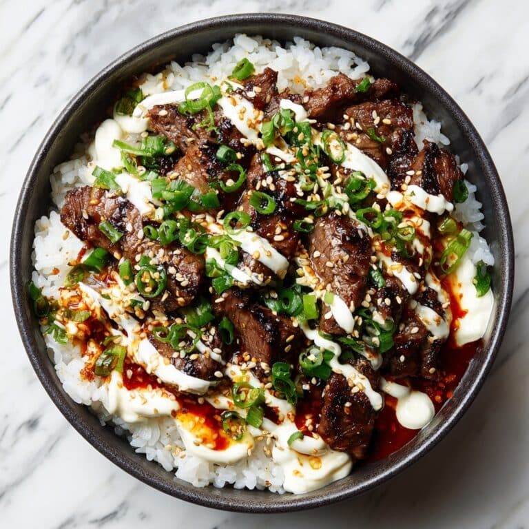 Korean BBQ Steak Rice Bowls with Spicy Cream Sauce Recipe