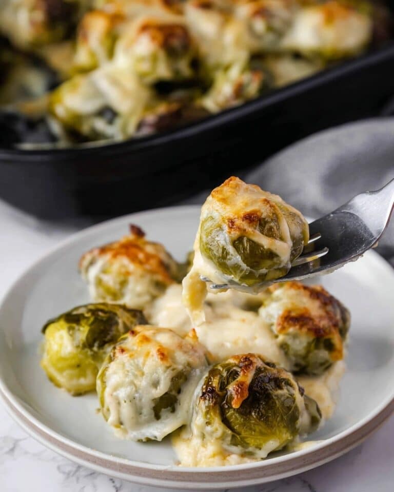 Garlicky Creamy Brussels Sprouts Au Gratin Recipe