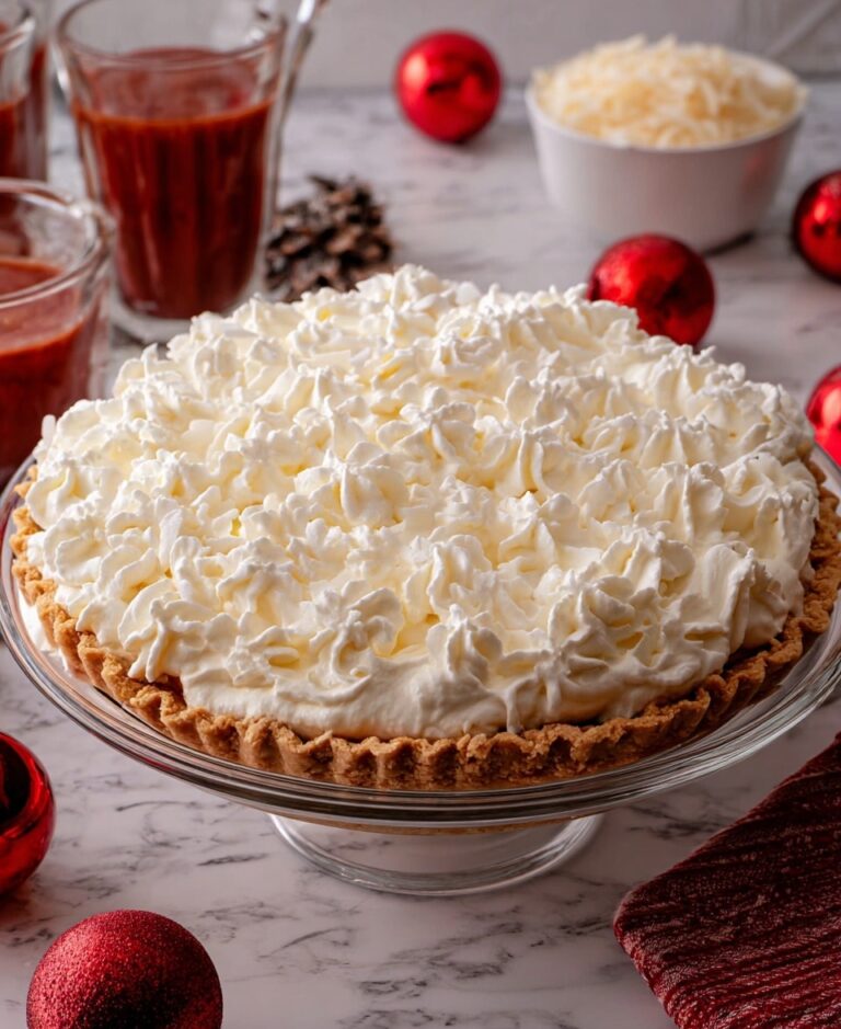 White Christmas Pie with Coconut and Strawberry Topping Recipe