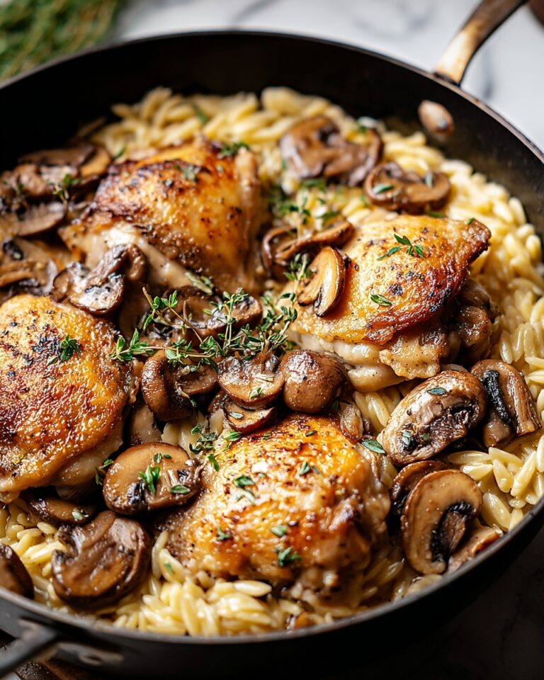 One Pot Chicken and Mushroom Orzo Recipe