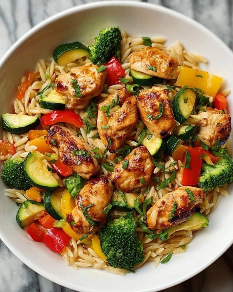 Lemon Chicken & Veggie Orzo Stir Fry Recipe