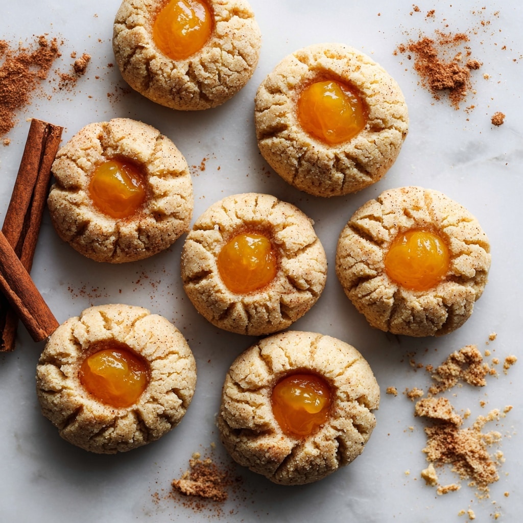 The image shows a white plate with several round cookies arranged neatly. Each cookie has a light golden-brown outer layer with a slightly rough texture. In the center, there is a smooth, orange filling that looks creamy and pumpkin-like. Small white whipped cream dollops are placed on the edge of the orange center, forming a crescent shape on each cookie. The background is a white marbled surface, and the lighting makes the cookies look warm and inviting. photo taken with an iphone --ar 4:5 --v 7