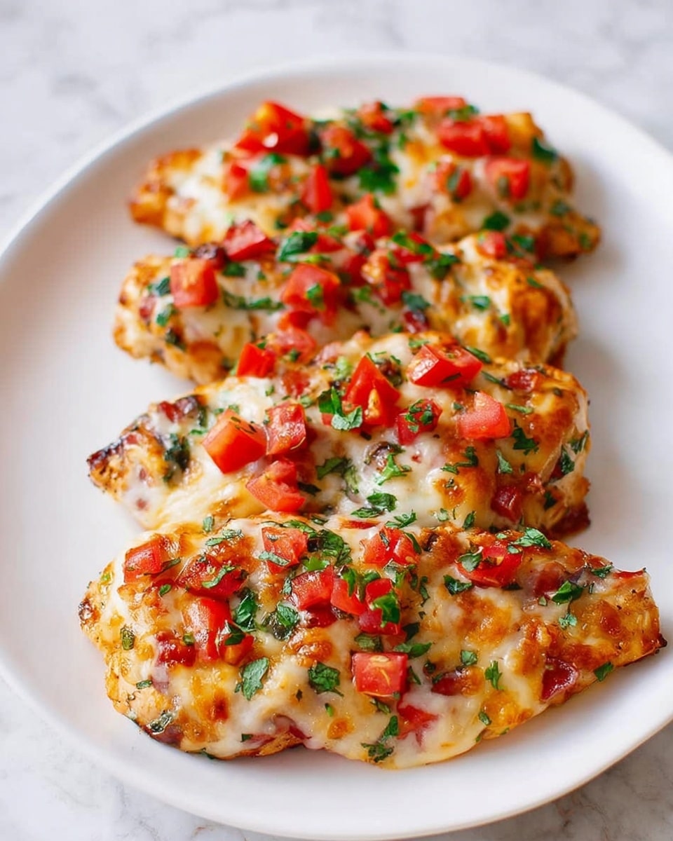 The image shows a black pan with a creamy orange sauce topped with pieces of cooked chicken and chopped red bell peppers scattered on top. The sauce looks smooth and rich, filling the pan almost to the edges. Next to the pan on a white marbled surface are small bowls filled with diced red tomatoes and fresh green arugula leaves. The pan sits on a white towel underneath, making the bright colors of the food stand out. Photo taken with an iphone --ar 4:5 --v 7