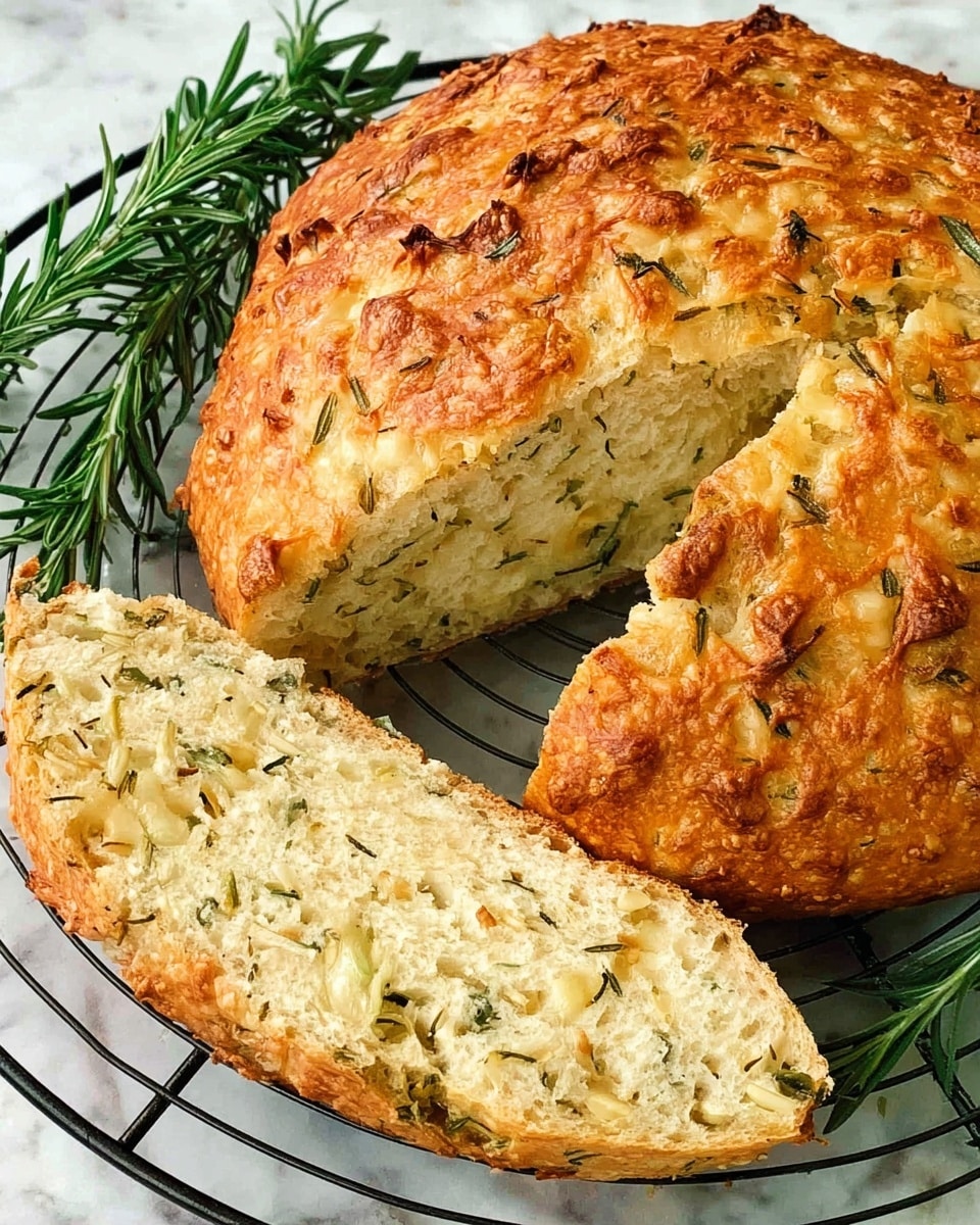 A round loaf of bread with a golden brown, crispy crust rests partially sliced on a small wooden board. Two thick slices lie on top of the board, showing a light beige, porous inside with small air holes and specks of herbs. The bread and board are placed on a white marbled textured surface, surrounded by fresh green parsley, sprigs of rosemary, and a deep red cloth, adding rich natural colors and a rustic feel. Photo taken with an iphone --ar 4:5 --v 7