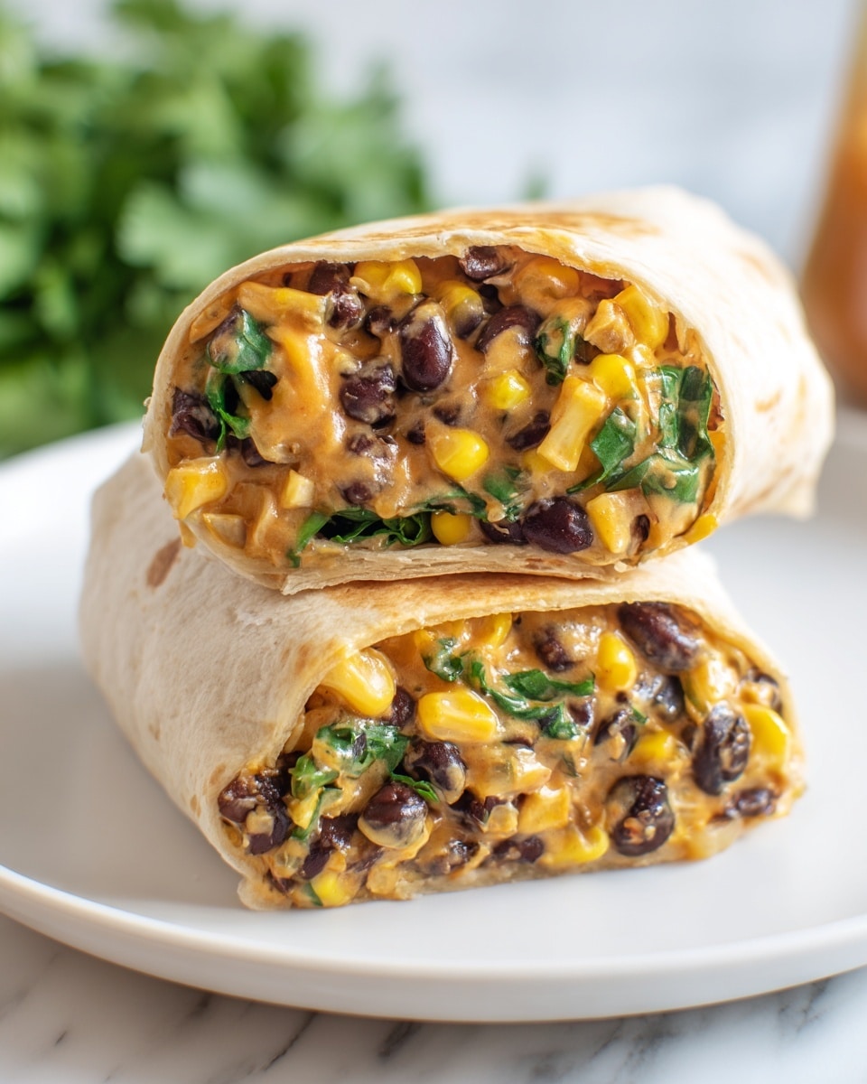 A close-up view of a shallow metal pan filled with a cooked mix of black beans, yellow corn kernels, chopped green spinach, and diced translucent onions, all coated in a light orange sauce that looks creamy and slightly melted, giving the dish a glossy texture. The colors are rich and vibrant, and the mixture looks warm and well stirred, sitting on a white marbled surface. photo taken with an iphone --ar 4:5 --v 7