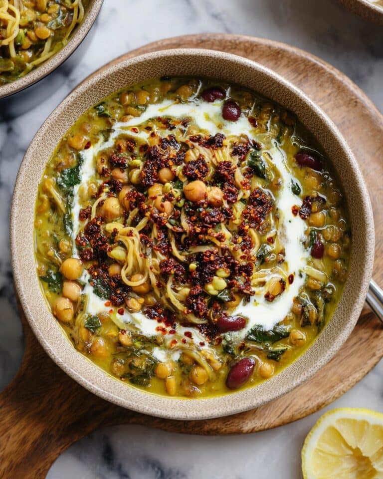 Persian Noodle Soup with Lentils Chickpeas and Fresh Herbs Recipe