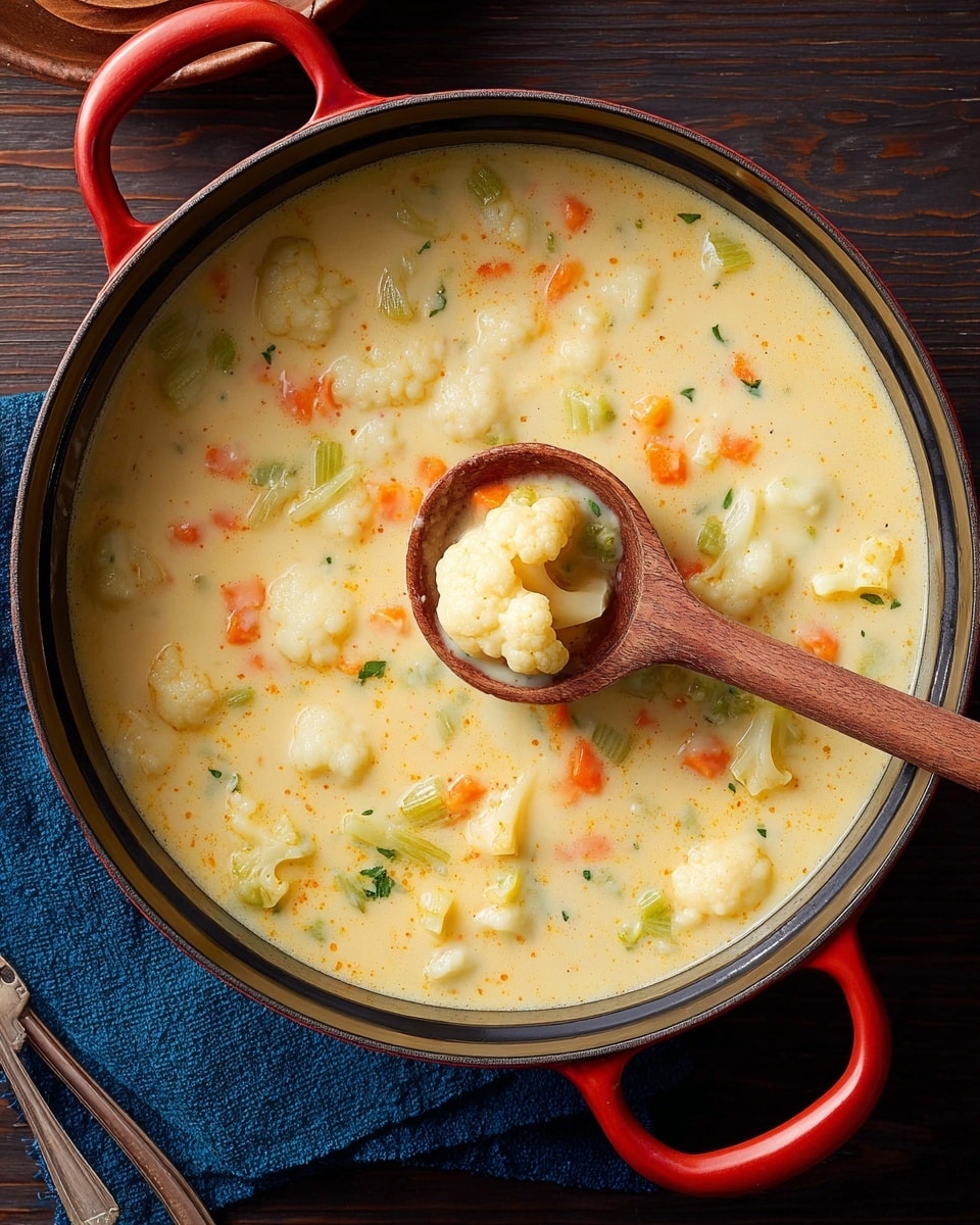 A white bowl filled with creamy soup showing at least three layers: a thick, pale creamy base with visible small herbs and black specks, chunky pieces of light yellow potatoes, and small orange carrot cubes. Fresh green thyme sprigs are scattered on top for garnish, the surface of the soup has a slightly textured, rich look. A silver spoon is placed inside the bowl on the right side. The bowl sits on a white marbled surface with a piece of bread and a soft blue striped cloth at the edges of the image. photo taken with an iphone --ar 4:5 --v 7