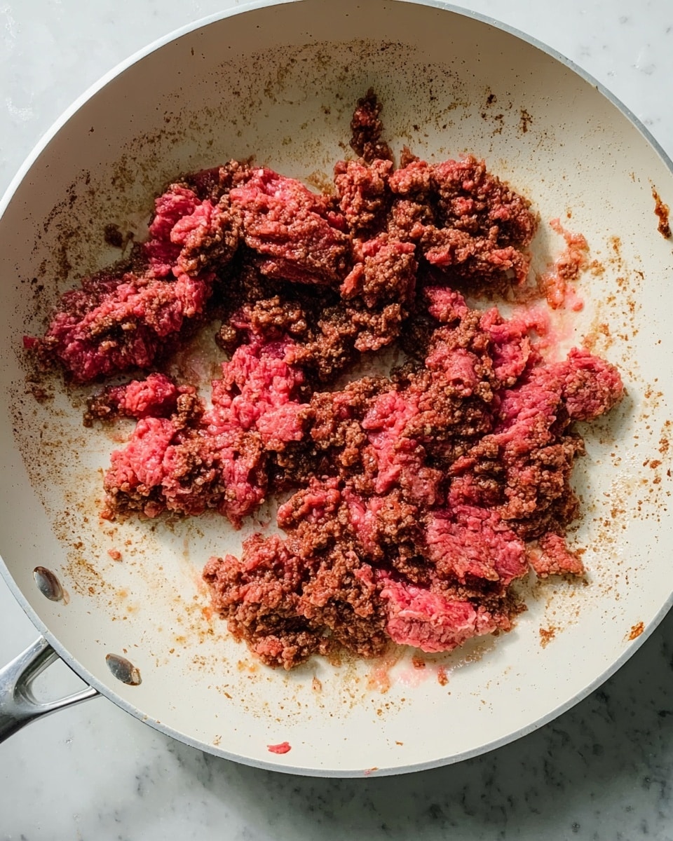 Four translucent rice paper rolls lie side by side on a white plate, each cut open to show three main layers inside: a brown, crumbly cooked meat center, surrounded by a thin layer of light yellow and orange vegetables, and a top layer of pale green lettuce. The outer layer of the rolls is smooth and slightly shiny white rice paper. Each roll is sprinkled with tan sesame seeds and small bright green chopped scallion pieces on top. The scene is set against a white marbled texture. Photo taken with an iphone --ar 4:5 --v 7