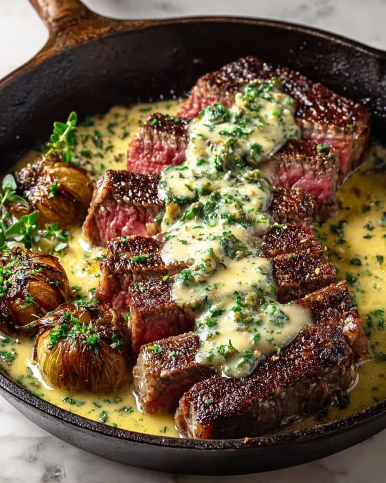 Garlic Butter Steak With Parmesan Cream Sauce Recipe