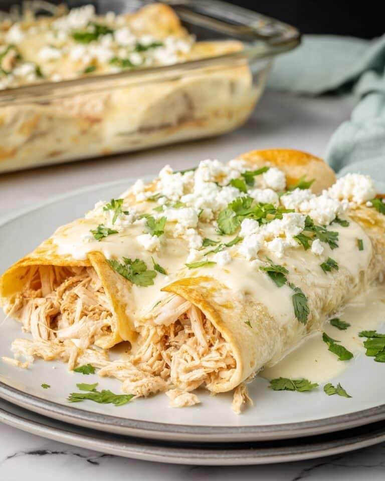 Chicken Enchiladas with Creamy White Sour Cream Sauce Recipe
