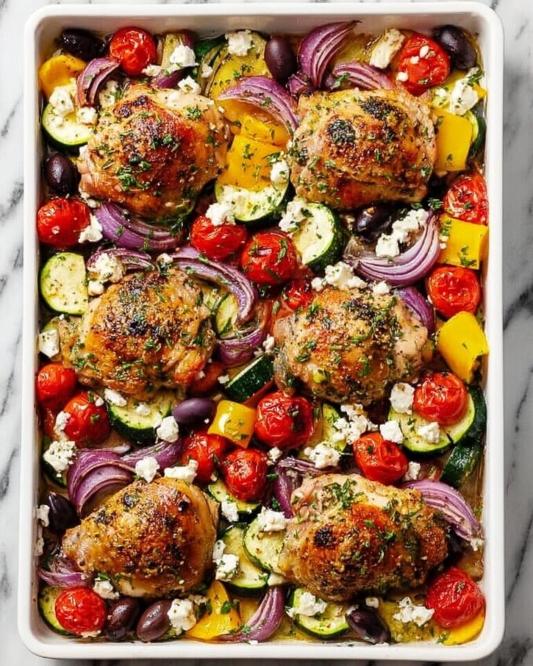 Greek Chicken Bake with Feta, Cherry Tomatoes, Kalamata Olives, and Peperoncini Recipe